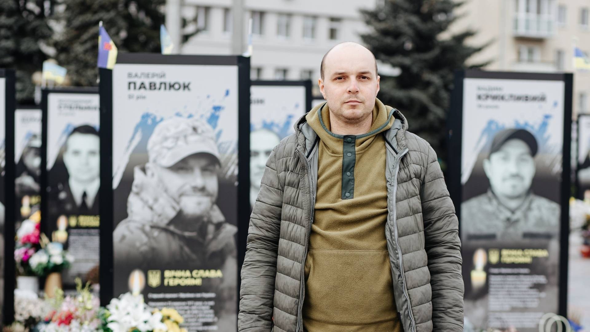 Man standing at memorial site